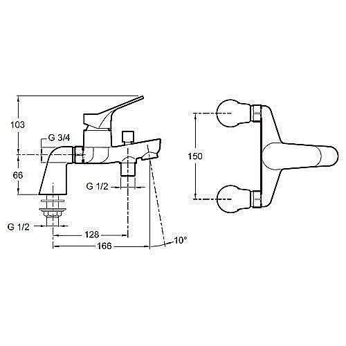 Смеситель для ванны Jacob Delafon BRIVE E75768-CP купить в интернет-магазине сантехники Sanbest