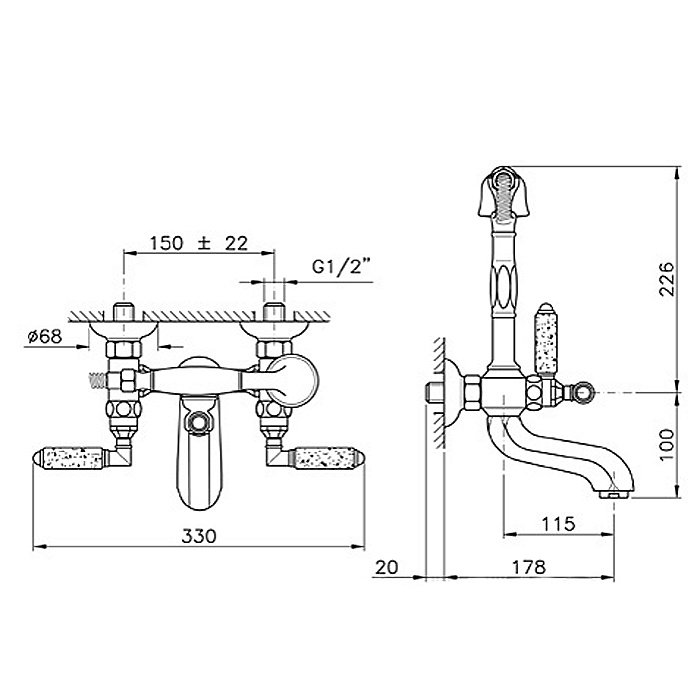 Смеситель для ванны Nicolazzi Teide 1901CR05 хром купить в интернет-магазине сантехники Sanbest