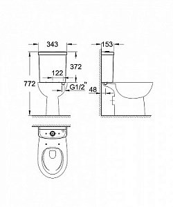 Унитаз Grohe Bau Ceramic 39428 436 нижняя подводка купить в интернет-магазине Sanbest