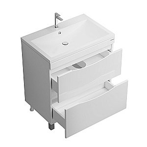 Тумба с раковиной напольная Grossman Виста 75 с 2-я ящ, белый глянец для ванной в интернет-магазине Sanbest