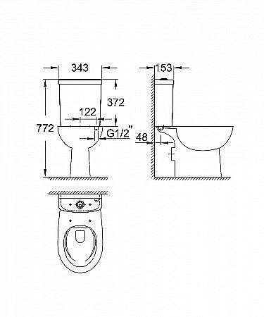 Унитаз Grohe Bau Ceramic 39428 436 с бачком купить в интернет-магазине Sanbest