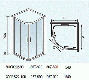 Душевой уголок WeltWasser WW300 300RS22-100 купить в интернет-магазине Sanbest