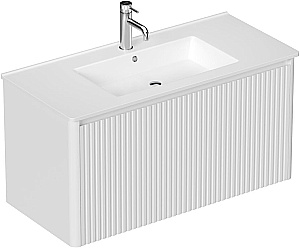 Тумба с раковиной и столешницей Allen Brau Gravity 100 1.370018.WM белая матовая для ванной в интернет-магазине Sanbest