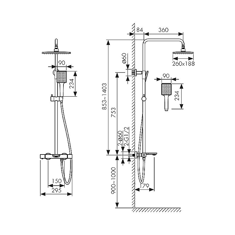Душевая система Kaiser Cube 01382 хром купить в интернет-магазине сантехники Sanbest