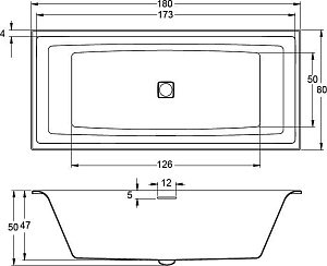 Ванна акриловая Riho Still Square Led 180x80 купить в интернет-магазине Sanbest