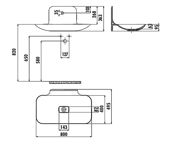 Раковина Creavit Foglia 80 FG080-0000 белая купить в интернет-магазине Sanbest