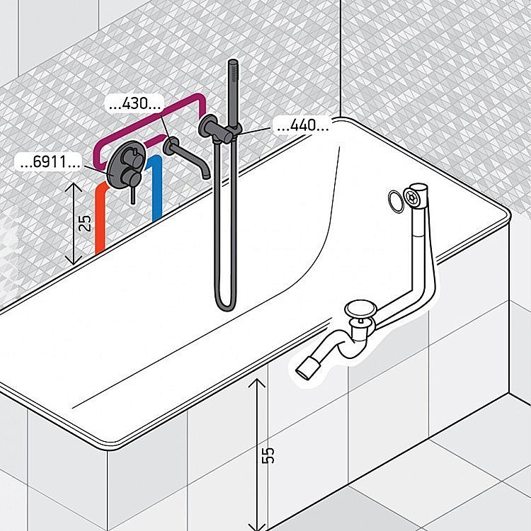 Смеситель для ванны PAINI Cox 78CRSET26911BATH хром купить в интернет-магазине сантехники Sanbest
