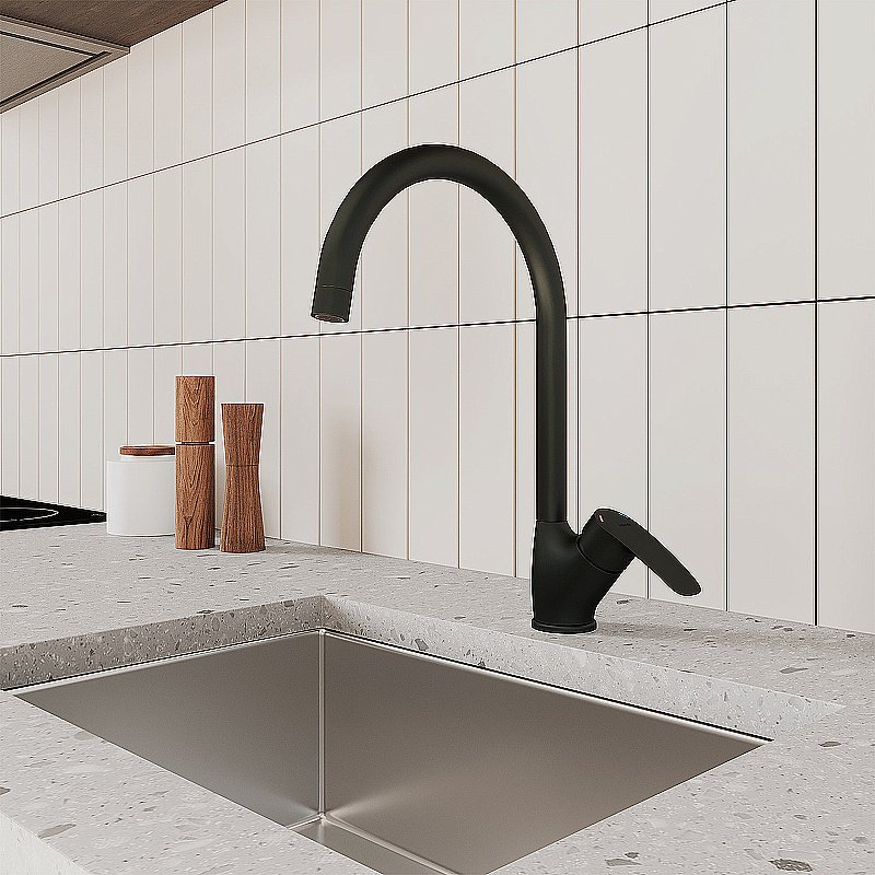 Смеситель для кухни Milardo Rora RORBL0JM05 черный матовый купить в интернет-магазине сантехники Sanbest