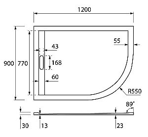 Душевой поддон Cezares Tray AS-RH 120x90 купить в интернет-магазине Sanbest
