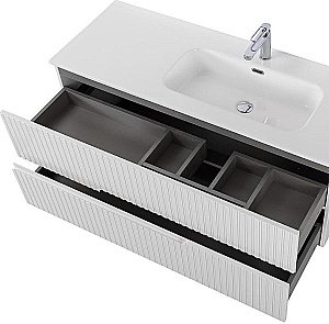 Тумба с раковиной Cezares DUET-N 120 DUET-N-1200-2C-SO-BL белая глянцевая левая/правая для ванной в интернет-магазине Sanbest