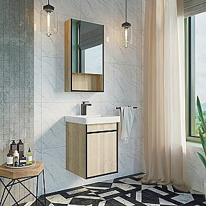 Зеркальный шкаф Comforty Вена 00-00006652 45 дуб дымчатый купить в интернет-магазине сантехники Sanbest