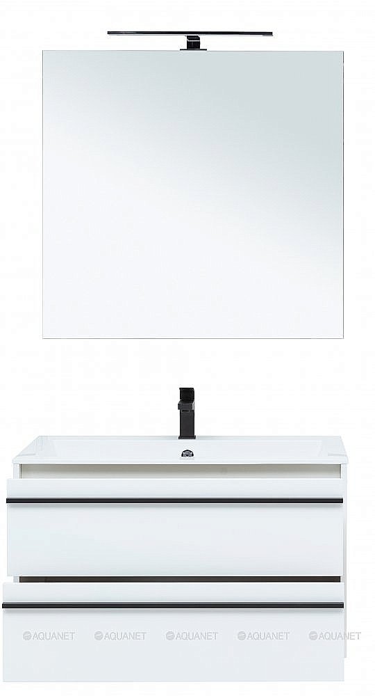 Тумба с раковиной Aquanet Lino 90 белая матовая для ванной в интернет-магазине Sanbest