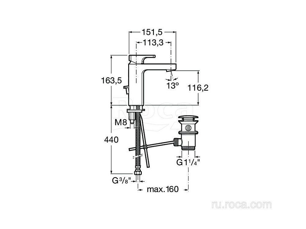 Смеситель для раковины Roca L90 5A3F01C00 купить в интернет-магазине сантехники Sanbest