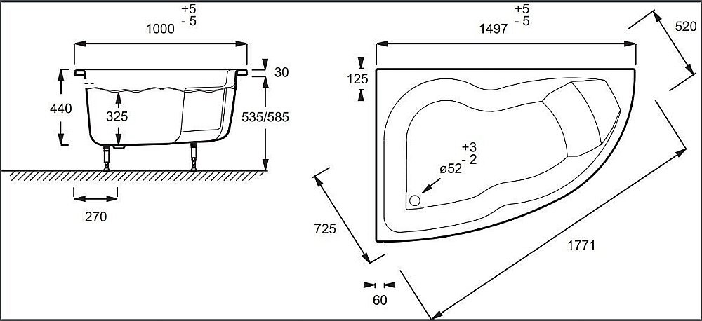 Ванна Jacob Delafon MICROMEGA DUO RU 150x100 купить в интернет-магазине Sanbest
