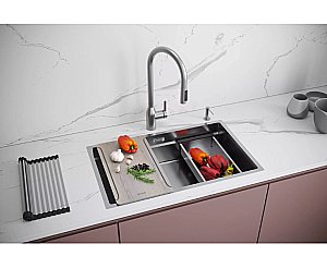 Кухонная мойка Paulmark NEXT-PRO 74 PM707445-BS нержавеющая сталь купить в интернет-магазине сантехники Sanbest