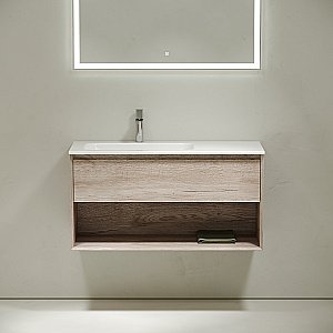 Тумба с раковиной Sancos Marmi 1.0 MR1.0100LEG дуб галифакс натуральный для ванной в интернет-магазине Sanbest