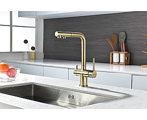 Смеситель для кухни Paulmark Serpentine Se213222-LG светлое золото купить в интернет-магазине сантехники Sanbest