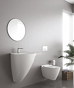 Унитаз подвесной Bien MINERAL MNKA052N1VP0W5000 белый, с крышкой микролифт, безободковый купить в интернет-магазине Sanbest