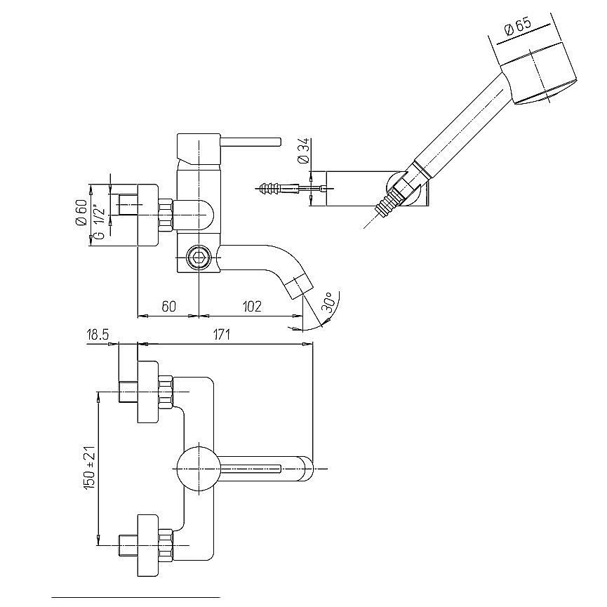 Смеситель для ванны PAINI Cox 78CR105 хром купить в интернет-магазине сантехники Sanbest