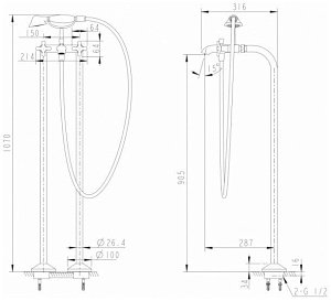 Смеситель для ванны Bravat SUMMER RAIN F677111C-B купить в интернет-магазине сантехники Sanbest