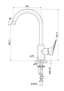Смеситель для кухни WONZON & WOGHAND BALANCE WW-052101-CR хром купить в интернет-магазине сантехники Sanbest