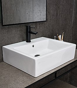 Раковина накладная Gid Geometrico 57 N9157 51216 белая купить в интернет-магазине Sanbest