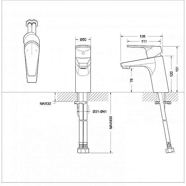 Смеситель для раковины BRAVAT Line F15299C-1 купить в интернет-магазине сантехники Sanbest