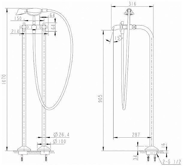 Смеситель для ванны Bravat SUMMER RAIN F677111C-B купить в интернет-магазине сантехники Sanbest