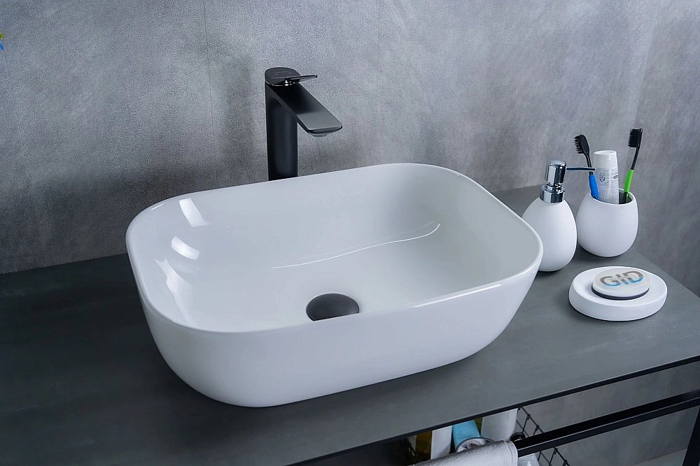 Раковина накладная Gid Geometrico 46 D1333 51183 белая купить в интернет-магазине Sanbest