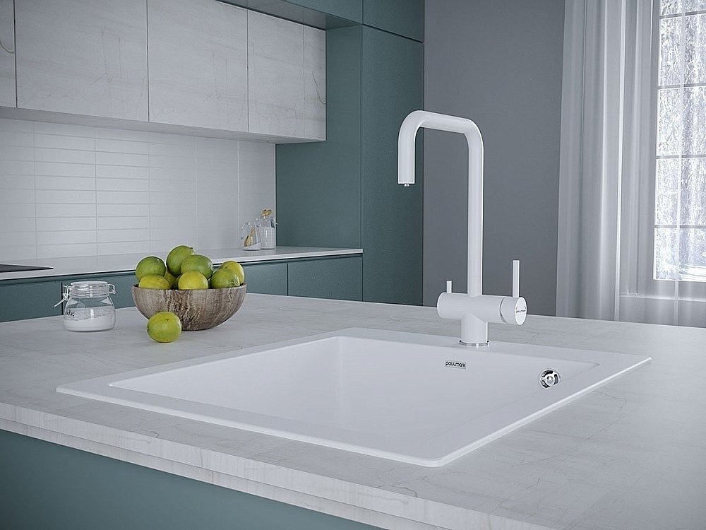 Смеситель для кухни Paulmark Wetter We213030-WH белый матовый купить в интернет-магазине сантехники Sanbest