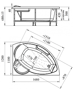 Ванна акриловая Vannesa Алари 2-78-0-1-218 168х120 купить в интернет-магазине Sanbest