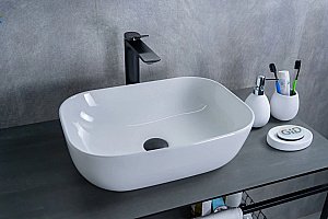 Раковина накладная Gid Geometrico 46 D1333 51183 белая купить в интернет-магазине Sanbest