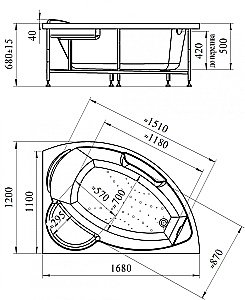 Ванна акриловая Vannesa Алари 2-78-0-1-218 168х120 купить в интернет-магазине Sanbest