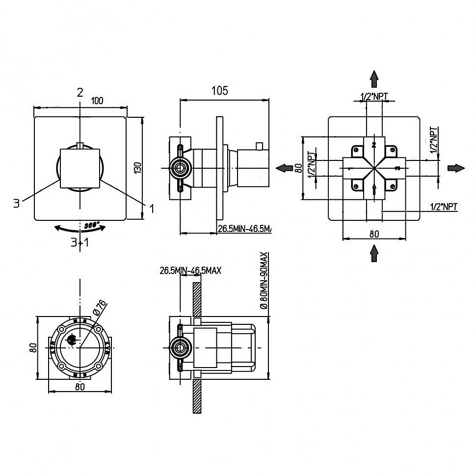 Дивертор PAINI Dax-R 84CR471 хром для смесителя в интернет-магазине сантехники Sanbest