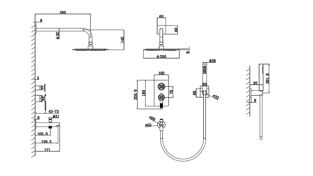 Душевая система Bronze De Luxe 1760'S LOFT 6630CC купить в интернет-магазине сантехники Sanbest