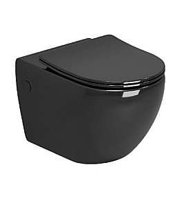 Унитаз подвесной Grossman Color GR-4411BS безободковый, с крышкой микролифт, черный глянцевый купить в интернет-магазине Sanbest