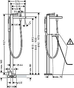 Смеситель для ванны Hansgrohe Finoris 76445670 черный матовый купить в интернет-магазине сантехники Sanbest
