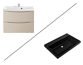 Тумба с раковиной BelBagno 70 MARINO-700-2C-SO-CO-P+BB700/450-LV-ART-AST-NERO Crema Opaco для ванной в интернет-магазине Sanbest
