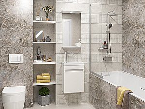 Тумба с раковиной Misty Эко мини - 40 Э-ЭкоМ01040-П белая для ванной в интернет-магазине Sanbest