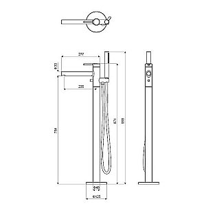 Смеситель для ванны Excellent Pi 1255 черный купить в интернет-магазине сантехники Sanbest