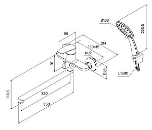 Смеситель для ванны Milardo Rora RORBL00M10 черный купить в интернет-магазине сантехники Sanbest