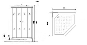 Душевая кабина Niagara Luxe 7717W 100х100 профиль серебро/стекло прозрачное купить в интернет-магазине Sanbest