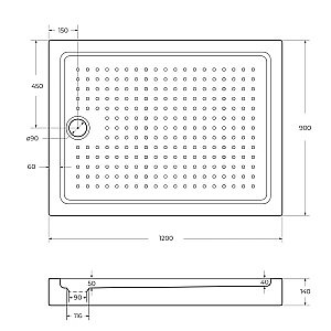 Душевой поддон Cezares TRAY-A-AH 120х90 без сифона купить в интернет-магазине Sanbest