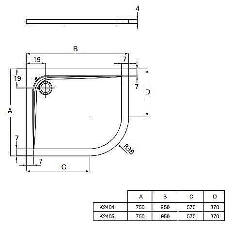 Душевой поддон Ideal Standard Ultra Flat K240501 90x75 купить в интернет-магазине Sanbest