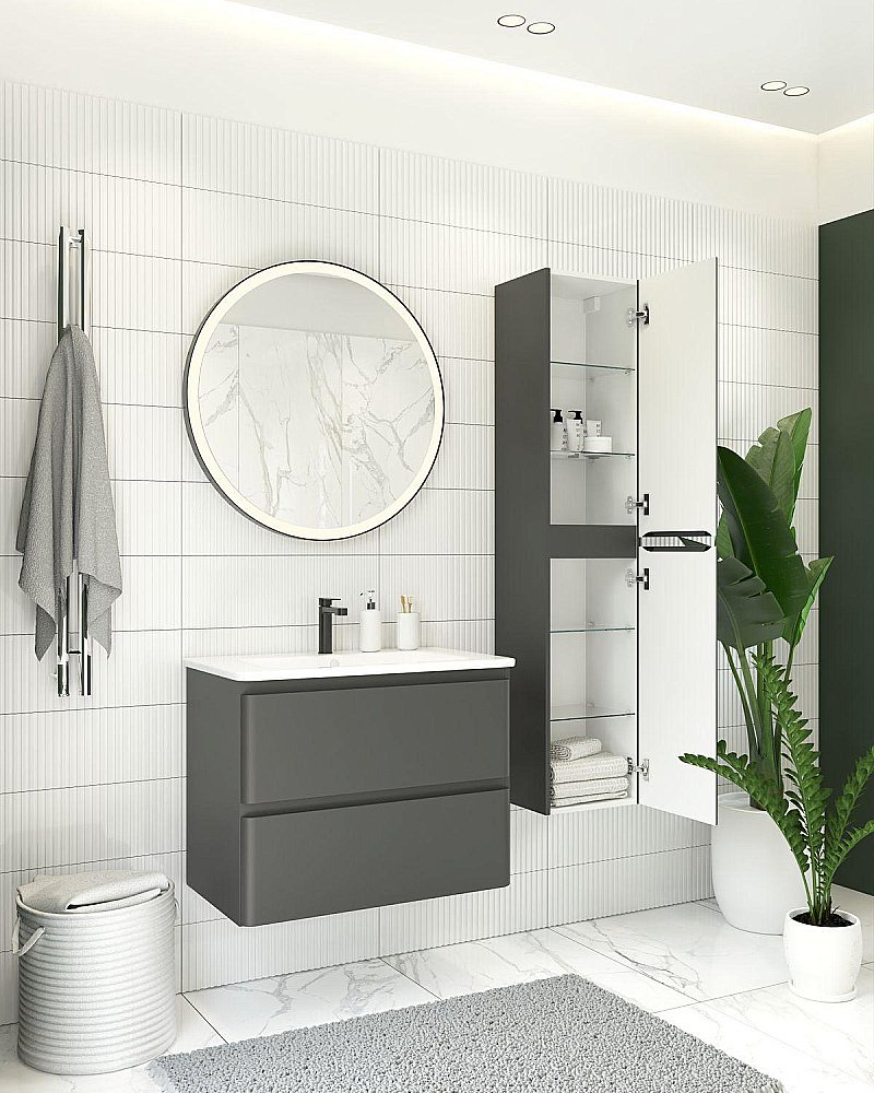 Пенал Aquanet Эмбер 330472 35 черный матовый для ванной в интернет-магазине сантехники Sanbest