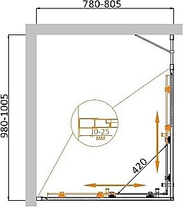 Душевой уголок Cezares Molveno 100x80 MOLVENO-AH-21-80+20-C-Cr-IV стекло прозрачное/профиль хром купить в интернет-магазине Sanbest