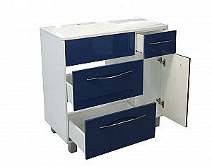 Тумба с раковиной Эстет Barcelona 90 напольная 3 ящика, 1 дверь/любой цвет тумбы и раковины с блестками под заказ для ванной в интернет-магазине Sanbest