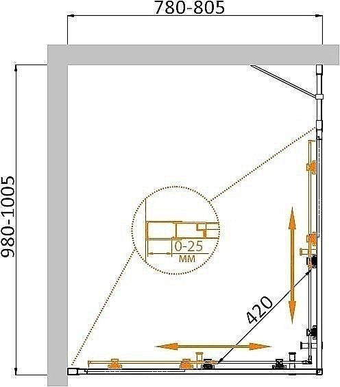 Душевой уголок Cezares Molveno 100x80 MOLVENO-AH-21-80+20-C-Cr-IV стекло прозрачное/профиль хром купить в интернет-магазине Sanbest