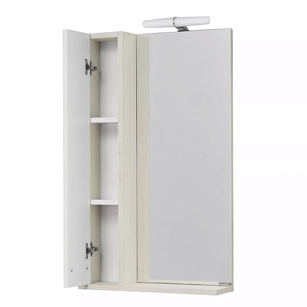 Зеркальный шкаф Акватон Бекка 50 белый/дуб сомерсет купить в интернет-магазине сантехники Sanbest