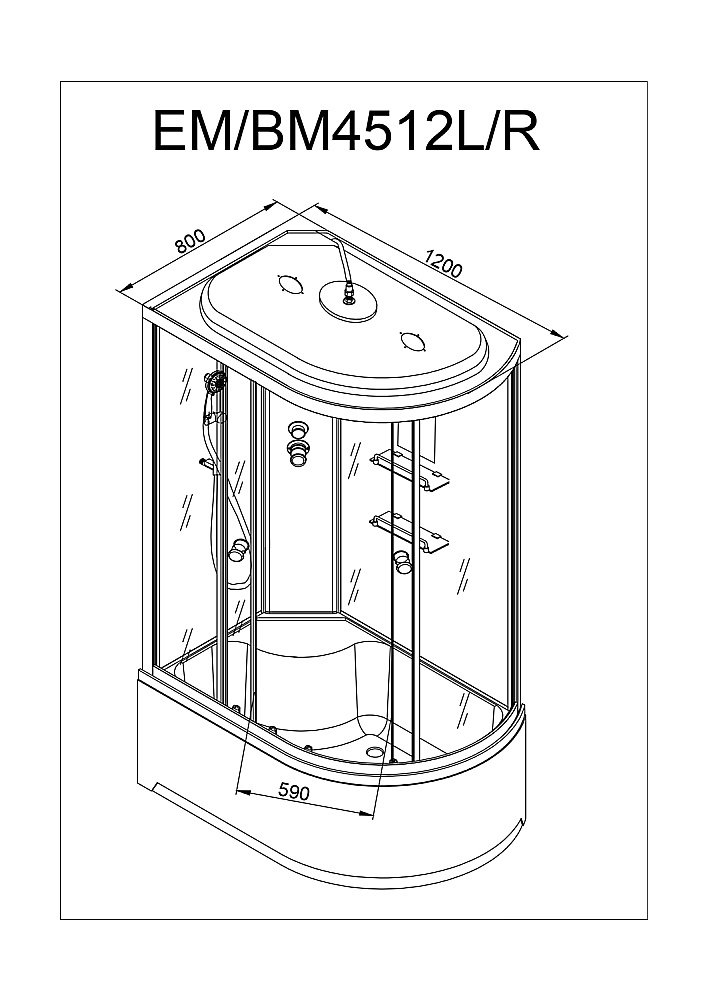 Душевая кабина DTO ЕМ4512 с пультом 120х80 купить в интернет-магазине Sanbest